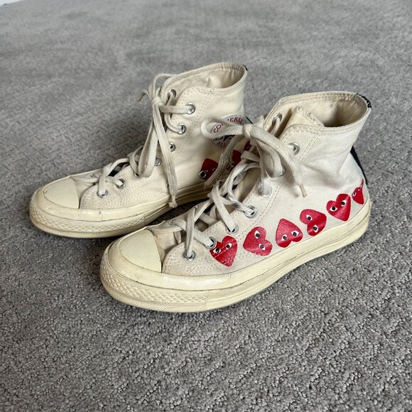 Converse x COMME des GARCONS PLAY Chuck 70 Hi Top 'Multi Heart, size W8/M6 - Picture 1 of 13